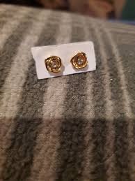 Gold Tone Earings Roses | eBay