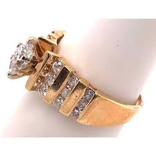 14 Karat Yellow Gold Engagement Ring 1.50 Total Diamond Weight, Size 6.75 | Chairish