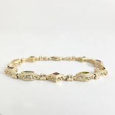 Multicolored Gemstone Chain Link Tennis Bracelet 14K Yellow ...