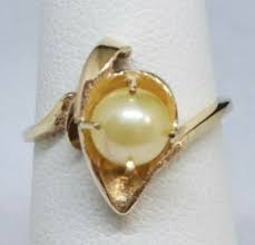 14 KARAT YELLOW GOLD PEARL RING , SIZE 3.5 | eBay