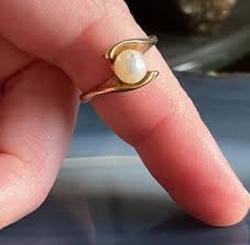 Vintage Mid Century 10K Gold Pearl Ring - Etsy