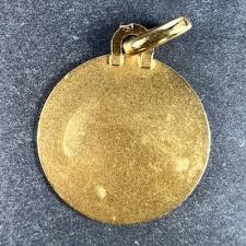 French Jesus Christ Crown of Thorns 18k Yellow Gold Medal ...