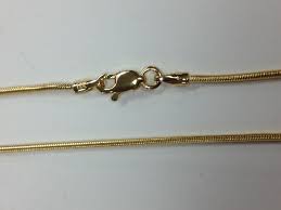 14Kt 14K Yellow 16 18 20 24" 1.2mm Solid Gold Round Snake ...