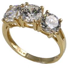 14k Gold, Huge! 3 CTW CZ/Cubic Zirconia Ring