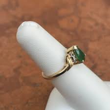 Estate 14KT Yellow Gold Pear Emerald + Diamond Ring – LSJ