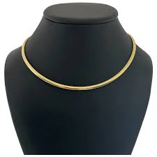 Vintage Italian 18k Gold Omega Link Collar Necklace. For ...