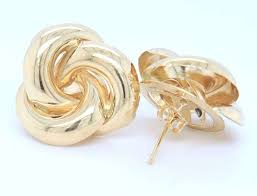 14kt Yellow gold knot spiral stud earrings - U.S. Auction Brokers