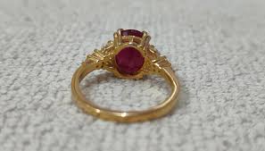 3.70 Carats Natural Red Ruby and Diamonds Women Ring 14k ...