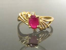 Vintage 14K Solid Yellow Gold 1.0ct Ruby & Diamond Ring Size ...