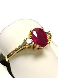 18kt Yellow Gold Ruby and Diamond Ladies Ring Size 5.75 ...