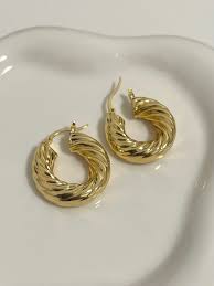 Gold Chunky Hoop Earrings, Thick Hoop Earrings, Chubby Hoop ...