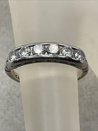 VINTAGE HANDMADE Solid 14K White Gold Channel Set Diamonds ...