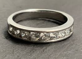 Vintage Cubic Zirconia Half Eternity Stacker Spacer Sterling ...