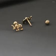 Cute Elephant Stud Earrings: Small Gold Color Stainless ...