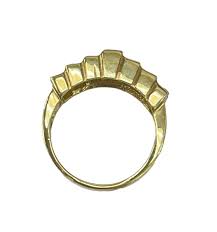 Two Rows Round Brilliant Natural Diamond Ring Band Yellow ...