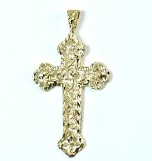 14k Solid Gold Cross Pendant Diamond Cut Filigree | eBay
