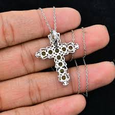 925 Sterling Silver, Natural Peridot Cross Pendant Necklace ...