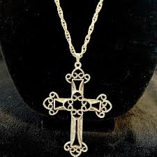 Sarah Coventry Signed Large Cross Necklace Limited... | Depop