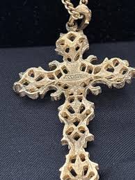 Avon 1974 "Romanesque" filigree gold tone cross pendant ...