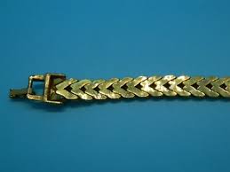 Vintage D'ORLAN Bracelet gold chain lock clasp herringbone ...