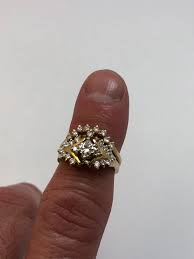 Vintage 14K Gold Ring and Ring Guard With Princess-cut ...