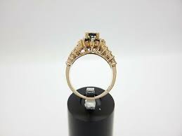 Vintage 14k Yellow Gold Blue Oval Sapphire Diamond Large ...