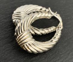 Vintage Sterling Silver Lever Hoop Earrings - Etsy Israel