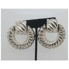 Silver Rope Style Buckle Design Dangle Clip-On Earrings. For ...