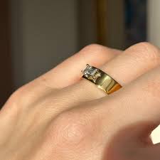 22KT Yellow Gold .42 CT Emerald-Cut Diamond Wide Band Ring – LSJ