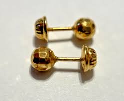 18k solid Colombian Rose Gold Earrings - 1gr -Diamond Cut ...