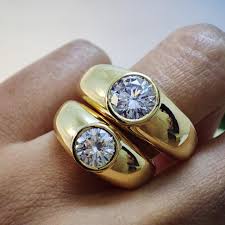 1.5 CT Lab Grown Diamond Engagement Ring, 14K Gold Bezel ...