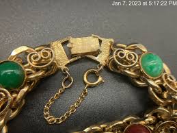 Vintage Imitation Gem Cabochon Gold Tone Fancy Charm ...