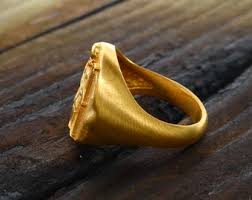14k Gold Egyptian Ring Gold Signet Ring Ancient Egyptian ...