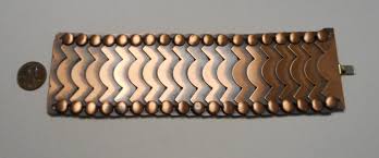 1950s signed Rebajes Modernist Wide Copper Snake Link ...