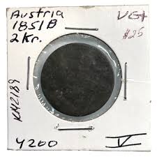 1851- Austria 2 Kreuzer Copper Coin KM #2189. | eBay