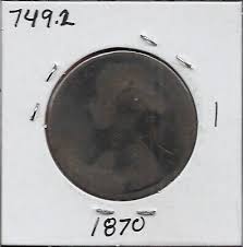 GREAT BRITAIN PENNY 1870 VG QUEEN VICTORIA SECOND LAUREATE ...