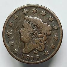 1818, 1827, 1833 x2, 1837 Coronet Head Large Cents 1c 5 ...