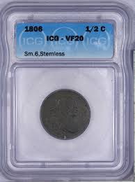 1806 Draped Bust Half Cent 1/2c H1c ICG VF20 - Small 6 ...