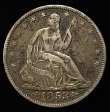 Sold at Auction: 1853 SEATED LIBERTY HALF DOLLAR XF