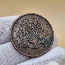 Antique 1837 Quebec Half Penny Bank Token: Province Du Bas ...