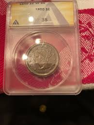 1850 Braided Hair Large Cent ANACS VF35 VF 35 | eBay
