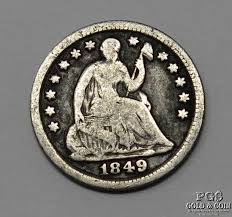 1849, 9 over Widely Placed 6 Seated Liberty Half Dime 1/2D ...