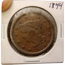 1844 Large cent fine condition. For Sale at Ruby Lane