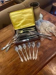 Vintage Soviet Cutlery USSR silver plated Antique Spoons Forks Knives Set In Box
