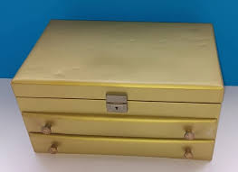 Mid Century Gold Jewelry Box: Three-level Vintage Storage ...