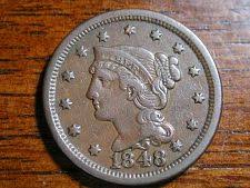 1848 Braided Hair Liberty Head Large Cent Early Copper Penny Coin Value Prices, Photos & Info