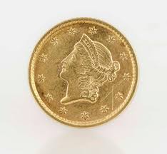 Lot - 1852 $1.00 GOLD LIBERTY HEAD GOLD COIN