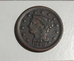 1849 Braided Hair Large Cent 1c circulated U. S. coin | eBay