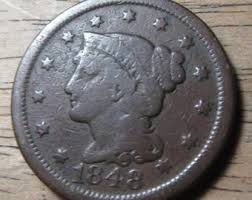 US 1848 Braided Hair Large Cent Penny - Good Circulated ...