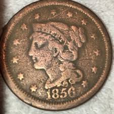 1856 Slanted 5s Braided Hair Large Cent, Very Fine | eBay